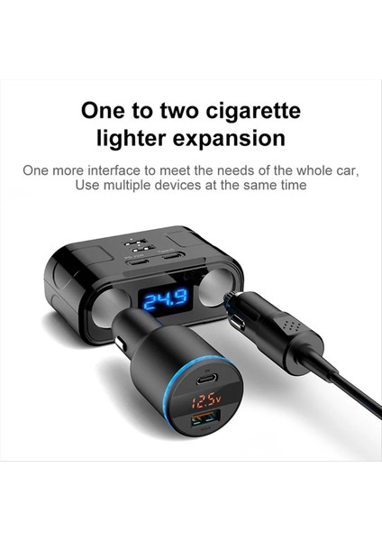 Car 60W Güç Adaptörü 2 Soketler 2 USB 2 Tip C Şarj Portu Pd 22W Hızlı Şarj Voltaj Algılama Telefon Şarj Cihazı (Yurt Dışından) fiyatları