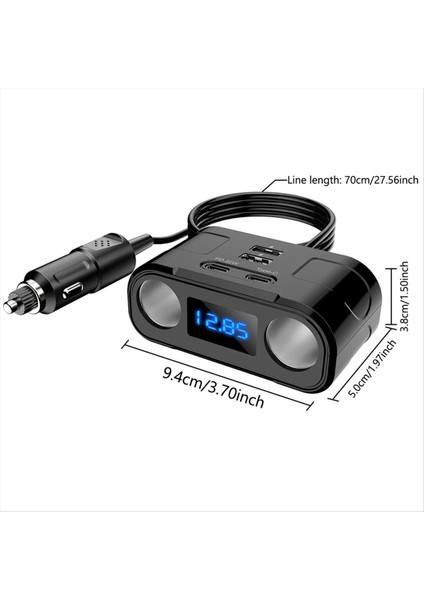 Car 60W Güç Adaptörü 2 Soketler 2 USB 2 Tip C Şarj Portu Pd 22W Hızlı Şarj Voltaj Algılama Telefon Şarj Cihazı (Yurt Dışından) fırsatları