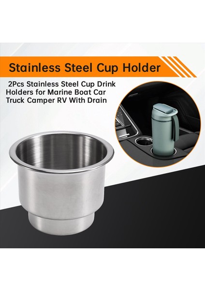 2pcs Paslanmaz Çelik Fincan Içecek Sahipleri Deniz Botu Araba Kamyonu Kampı Rv W Drenaj (Yurt Dışından) indirimleri