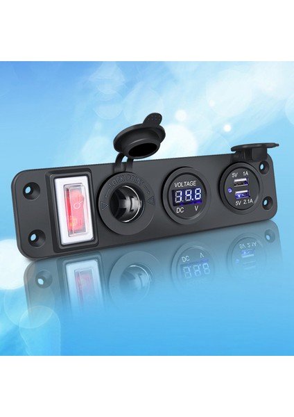 4&#39 Te 1 Yeni Dijital Voltmetre +12V Güç Soketi +Çift USB Güç Şarj Cihazı Adaptörü Deniz USB Şarj Soketi Yeşil (Yurt Dışından) fırsatları