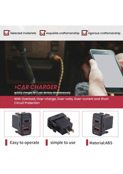 Toyota Land Cruiser Hilux Prado Fj Için Voltmetre ile Araba Hızlı Şarj Cihazı Adaptörü Qc3 0 Çift USB Hızlı Şarj Cihazı Soketi (Yurt Dışından) modelleri