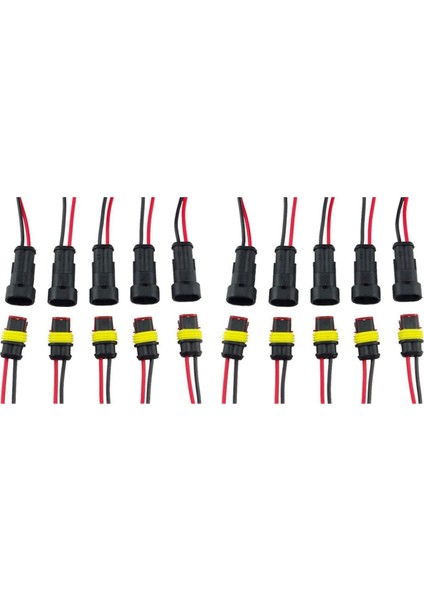 10 Çift 2 Pin Yollu Su Geçirmez Elektrik Tel Konektörü Fişi Motosiklet Scooter Deniz (Yurt Dışından)