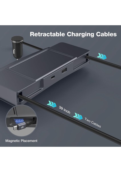 Tesla Için USB Hub Model Y 2020-2024 Model 3 2020-2023 Merkez Konsolu Geri Çekilebilir Kablo ile Hızlı Şarj Cihazı Istasyonu (Yurt Dışından) fiyatları