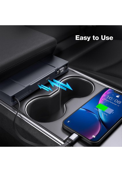 Tesla Için USB Hub Model Y 2020-2024 Model 3 2020-2023 Merkez Konsolu Geri Çekilebilir Kablo ile Hızlı Şarj Cihazı Istasyonu (Yurt Dışından) fırsatları