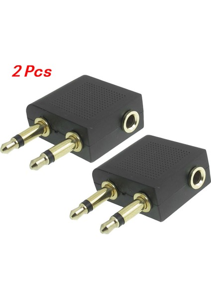 2 Adet Kaplama 3 5mm Dişi Ila Çift Erkek F/m Uçak Soket Adaptörü (Yurt Dışından)