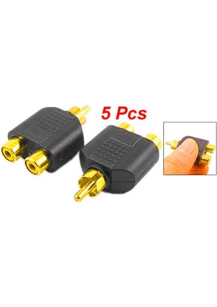 5 Pcs Rca Av Audio Y Ayırıcı Fiş Adaptör 1 Erkek Ila 2 Kadın (Yurt Dışından)