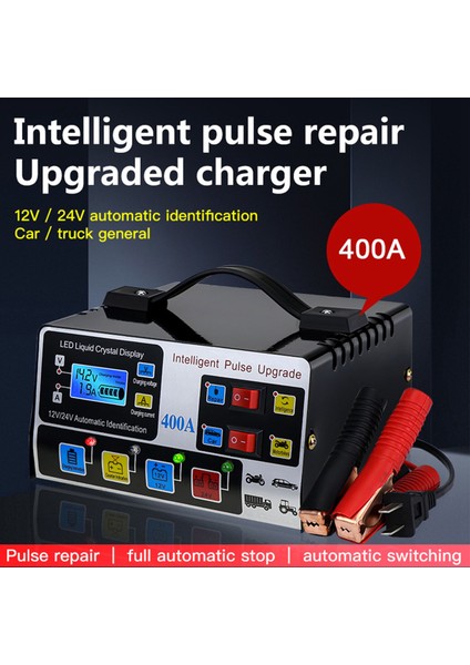 Araç Pil Şarj Cihazı Tam Otomatik Frekanslı Akıllı Darbe Onarım Şarj Cihazı LCD Ekran 12V24V 220W Us Fiş (Yurt Dışından) fiyatları