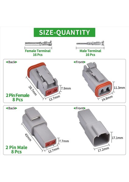 Elektrik Teli Konnektörü Fişi 16 Setler 2 Pin 16-20AWG Su Geçirmez Mühürlü Otomatik Gri Erkek ve Dişi Terminal Konektörleri (Yurt Dışından) fırsatları