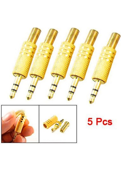 5 Adet 1/8 &quot 3 5mm Erkek Fiş Koaks Kablosu Ses Adaptör Bağlayıcı Lehim (Yurt Dışından)