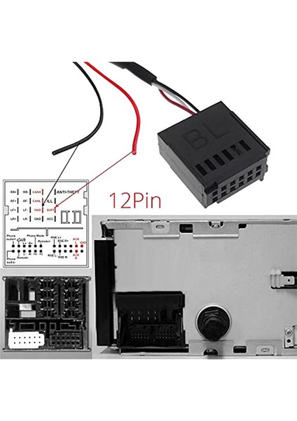 Araba Bluetooth 5 0 Kit Mikrofon Handfree 12PIN Aux Adaptörü Ford Focus Mondeo CD 6000 6006 5000C Mp3 Radyo Sesi (Yurt Dışından) modelleri