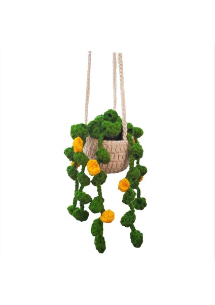 Dikiz Ayna Kolye Sevimli Saksı Bitkileri Tığ Işi Araba Ayna El Örme Bitki Asılı Süslemeler Araba Aksesuarları D (Yurt Dışından)