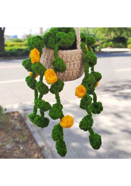 Dikiz Ayna Kolye Sevimli Saksı Bitkileri Tığ Işi Araba Ayna El Örme Bitki Asılı Süslemeler Araba Aksesuarları D (Yurt Dışından) fiyatları