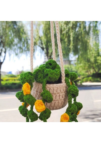 Dikiz Ayna Kolye Sevimli Saksı Bitkileri Tığ Işi Araba Ayna El Örme Bitki Asılı Süslemeler Araba Aksesuarları D (Yurt Dışından) fırsatları