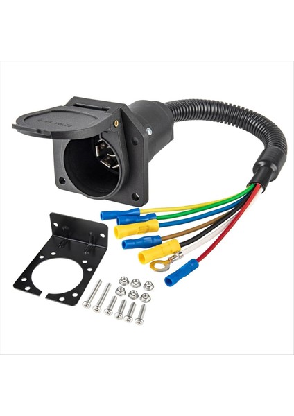 7 Yol Rv Römer Işık Konektörü Soketi 7 Pin Teli Elektrik Römork Adaptörü Montaj Braketi ile Hızlı Dönüştürücü (Yurt Dışından)