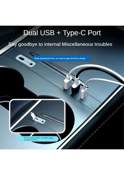 Tesla Model 3 Model Y USB Hub Yerleştirme Istasyonu Için Araba USB Şarj Cihazı Çoklu Bağlantı Noktası Merkezi Konsol Adaptör Aksesuarları (Yurt Dışından)