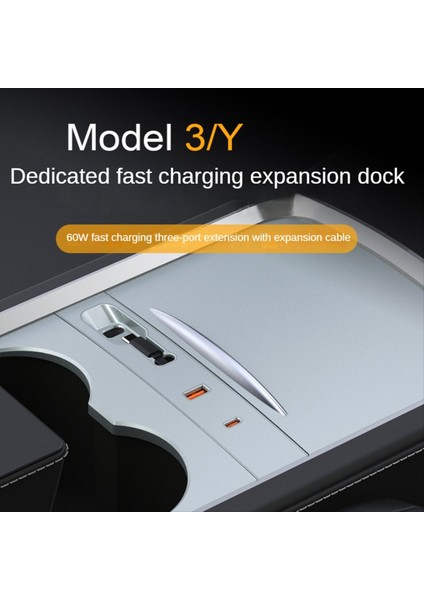Tesla Model 3 Için Highland 2024 30W Hızlı Şarj USB Hub Çok Portlu Adaptör Merkez Konsolu USB Hub Dock (Yurt Dışından) indirimleri
