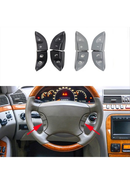 Araba Sol Sağ Direksiyon Simidi Düğmeleri Mercedes-Benz S-Serisi W220 1998-2005 cl W215 1999-2006 Siyah (Yurt Dışından) fiyatları