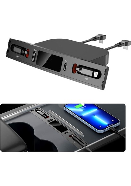 Tesla Model 3 Için USB Teleskopik Hub Yerleştirme Istasyonu Y 2021-2023 Merkez Konsol Hızlı Şarj Çift-C Tip 18W (Yurt Dışından) indirimleri