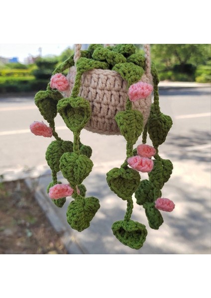 Dikiz Ayna Kolye Sevimli Saksı Bitkileri Tığ Işi Araba Ayna El Örme Bitki Asılı Süslemeler Araba Aksesuarları B (Yurt Dışından) fırsatları