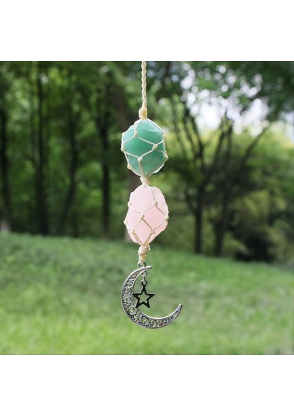 Araba Star Moon Kolye Taş Kristal Çakra Kuvars Net Çanta Kolye Ev Duvar Asma Dekor Araba Kolye Süs Si B (Yurt Dışından) modelleri