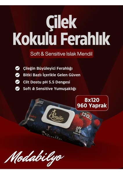 Islak Mendil Çilek Kokulu 8*120 Pcs fırsatları