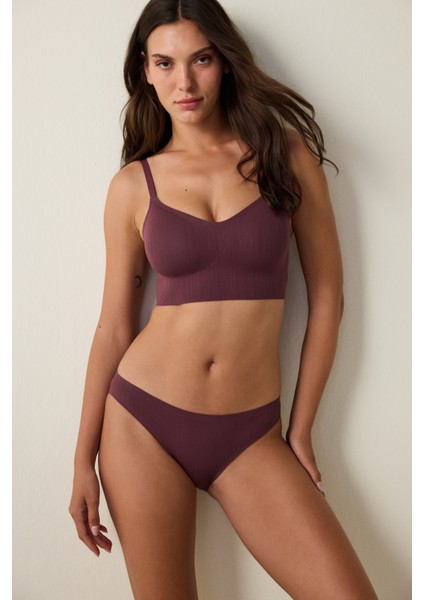 Bordo Pointel Dikişsiz Balensiz Çıkarılabilir Kaplı Bralet