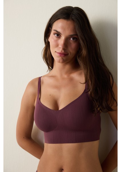 Bordo Pointel Dikişsiz Balensiz Çıkarılabilir Kaplı Bralet modelleri