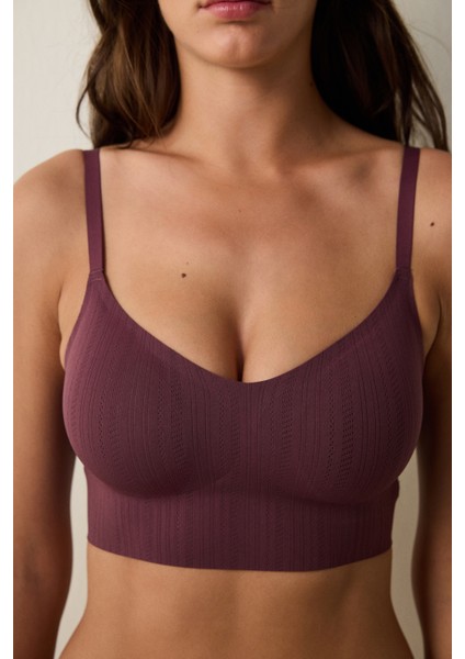 Bordo Pointel Dikişsiz Balensiz Çıkarılabilir Kaplı Bralet fırsatları