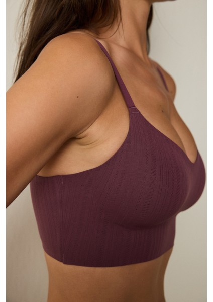 Bordo Pointel Dikişsiz Balensiz Çıkarılabilir Kaplı Bralet indirimleri