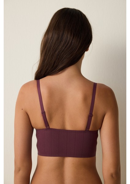 Bordo Pointel Dikişsiz Balensiz Çıkarılabilir Kaplı Bralet