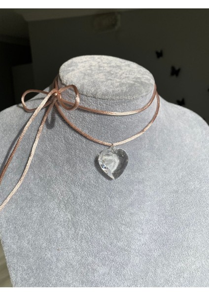 Ipli Bağlamalı Şeffaf Parlak Kalp Kolye indirimleri