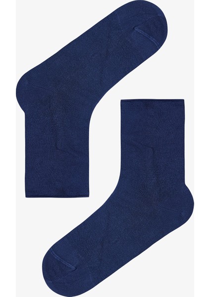 Saks Mavisi Rahat Bilek Lastikli Bambu Soket Çorap