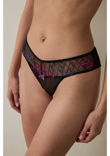 Siyah Broderie Slip Külot