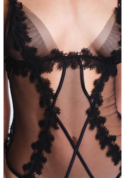 Siyah Zena Nakış Detaylı Ayarlanabilir Askılı Balensiz Body modelleri