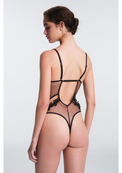 Siyah Zena Nakış Detaylı Ayarlanabilir Askılı Balensiz Body fırsatları
