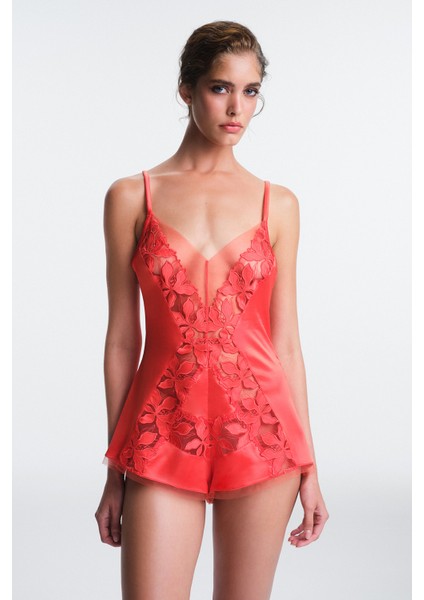 Mercan Oden Dantelli Ayarlanabilir Askılı Balensiz Kapsız Teddy