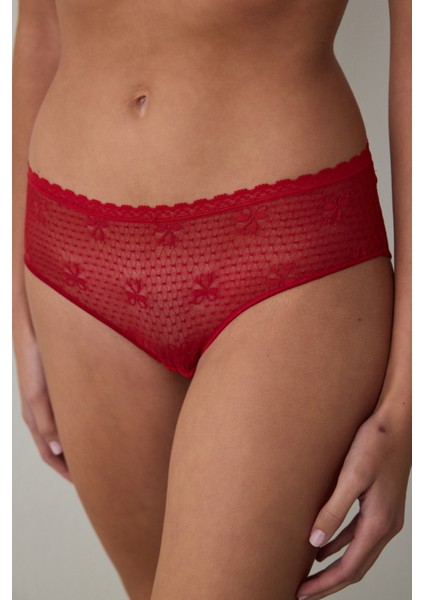 Kırmızı Easy Lace V Shape Brazilian Külot