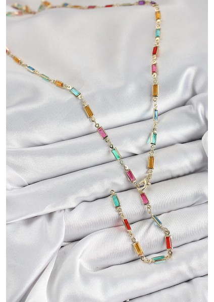 Heyf Pirinç Renkli Zirkon Taşlı Dikdörtgen Model Gold Renk Kadın Y Kolye fiyatları