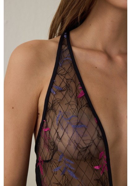 Siyah Broderie Teddy Tulum fırsatları