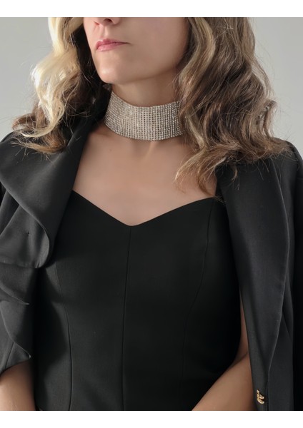 Gümüş Kaplama Rhinestone Choker Tasma Model Kolye fırsatları