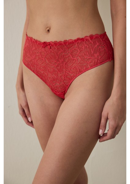 Kırmızı Lace Hipster Külot