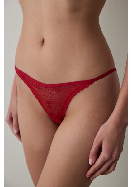 Kırmızı Easy Lace V Shape String Külot