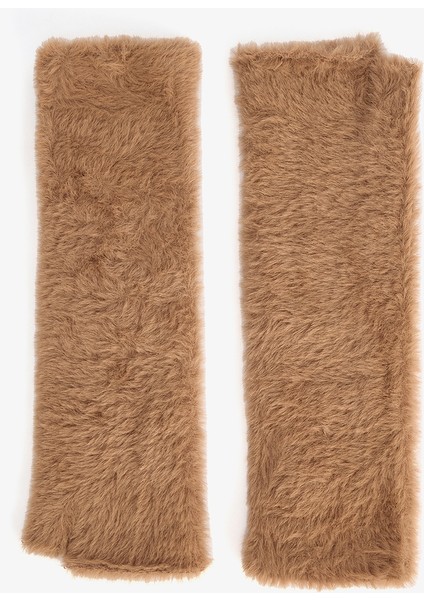 Açık Kahverengi Yumuşak Dokulu Uzun Eldiven