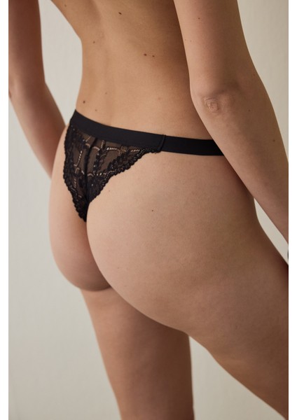 Siyah Strap Detailed Tanga Külot fiyatları