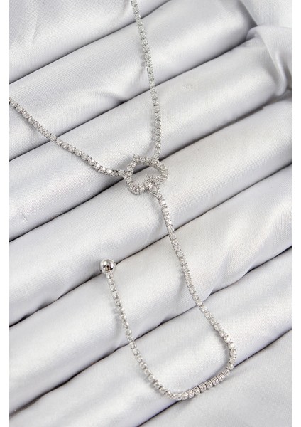 Pirinç Zirkon Taşlı Kalp Model Gümüş Renk Y Kolye fiyatları