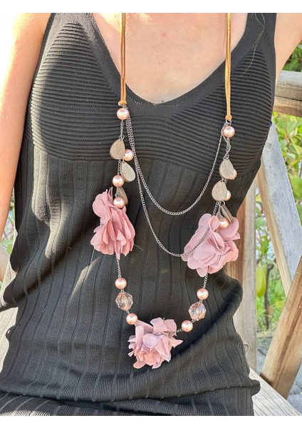 Kabartma Çiçekli Kadın Kolye 50 cm fiyatları