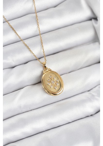 316L Çelik Zincir Gold Renk Kapaklı Açılabilir Model Kadın Kolye