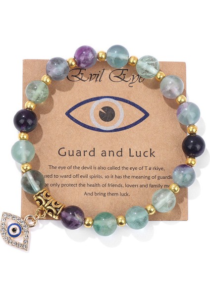 Pembe Zebra Taşlı Şeytan Gözü Kolye Kadın Mavi Göz Kartı (Yurt Dışından)