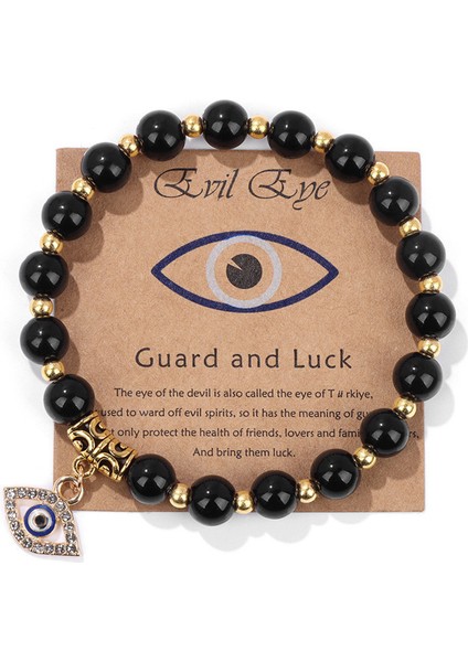 Pembe Zebra Taşlı Şeytan Gözü Kolye Kadın Mavi Göz Kartı (Yurt Dışından)