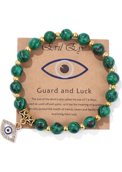 Pembe Zebra Taşlı Şeytan Gözü Kolye Kadın Mavi Göz Kartı (Yurt Dışından)